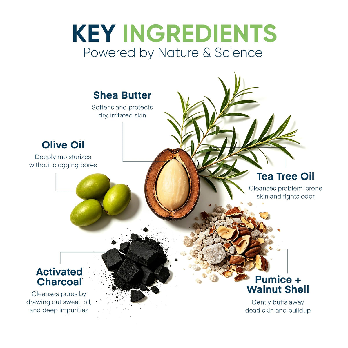 ProBliva exfoliant grains detail showing walnut shell and pumice buffing benefits