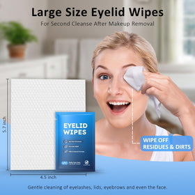 ProCIV wipe gently cleaning eyelid to remove debris and makeup