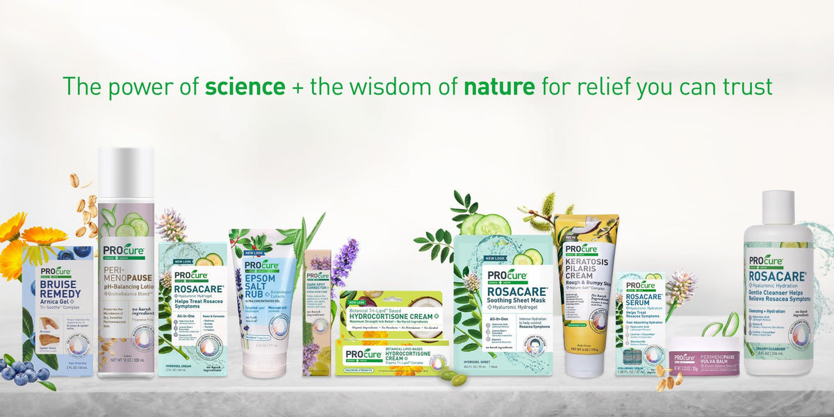 PROcure on bathroom shelf suggesting daily routine convenience