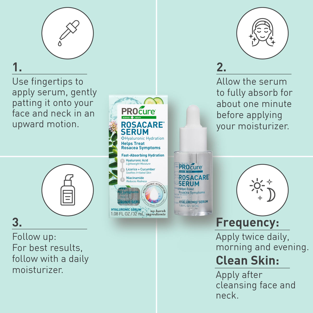 PROcure Rosacare hyaluronic gel smear illustrating hydrating, plumping moisture benefits