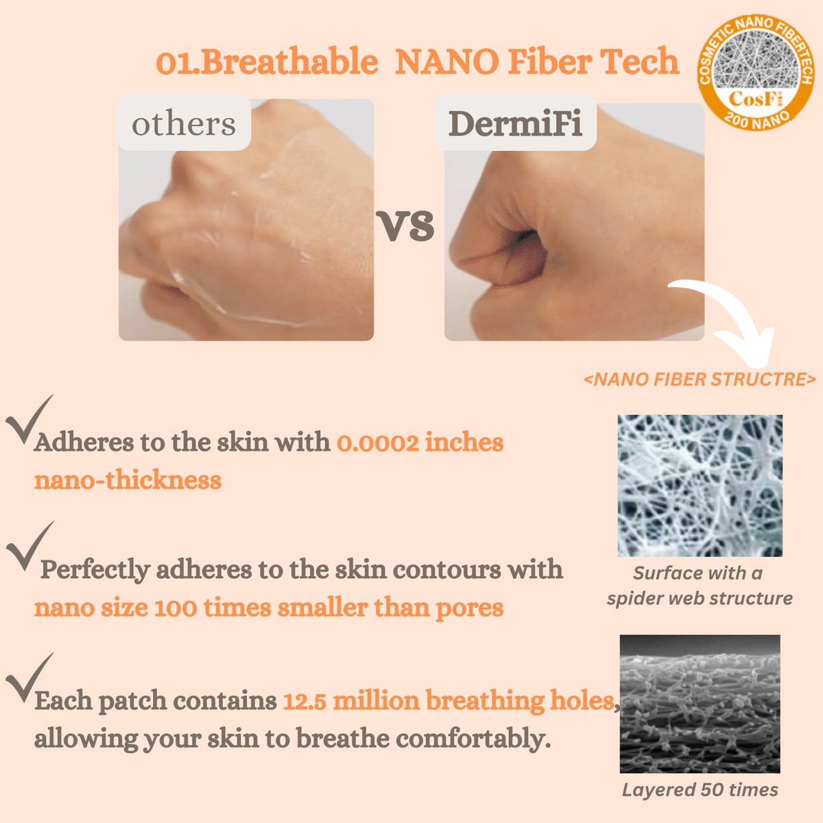 Produco DermaFi patch adhered to cheek illustrating secure wear during activity