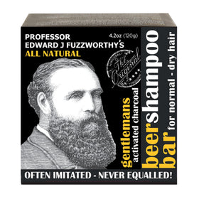 Professor Fuzzworthy's front packaging showing the 4.2 oz shampoo bar and branding for eco friendly grooming