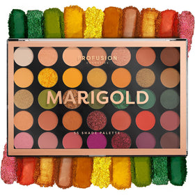 Profusion Cosmetics palette open showing 35 shades for versatile looks