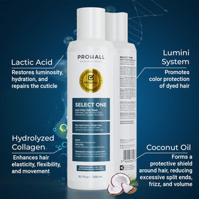 Prohall styled sleek hair in salon setting conveying professional-grade results