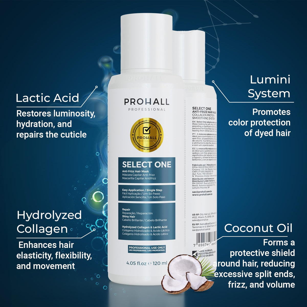 Prohall Select One being applied in a salon for frizz reduction and sleek finish