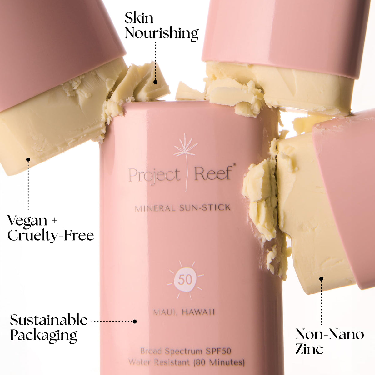 Project Reef back label with ingredient list highlighting reef-safe zinc