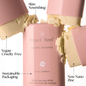 Project Reef back label with ingredient list highlighting reef-safe zinc