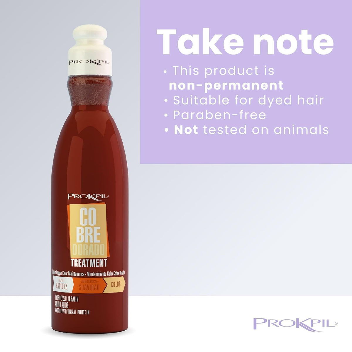 Prokpil label close-up highlighting color-maintenance and ingredients