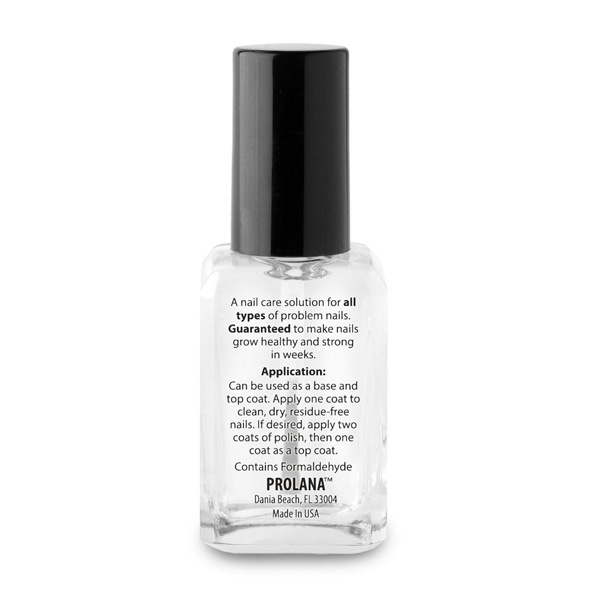 Prolana being applied to fingers showing strengthened, glossy nails