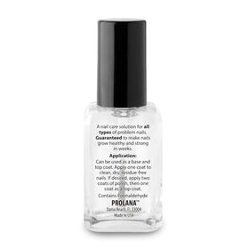 Prolana being applied to fingers showing strengthened, glossy nails