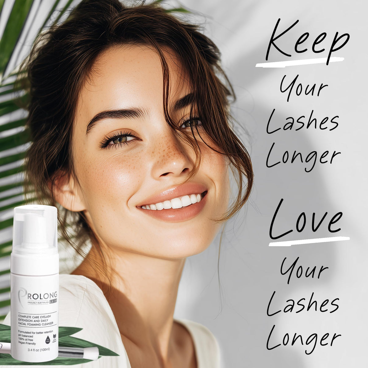 PROLONG LASH foam texture closeup demonstrating gentle, oil-free cleansing action