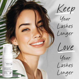 PROLONG LASH foam texture closeup demonstrating gentle, oil-free cleansing action