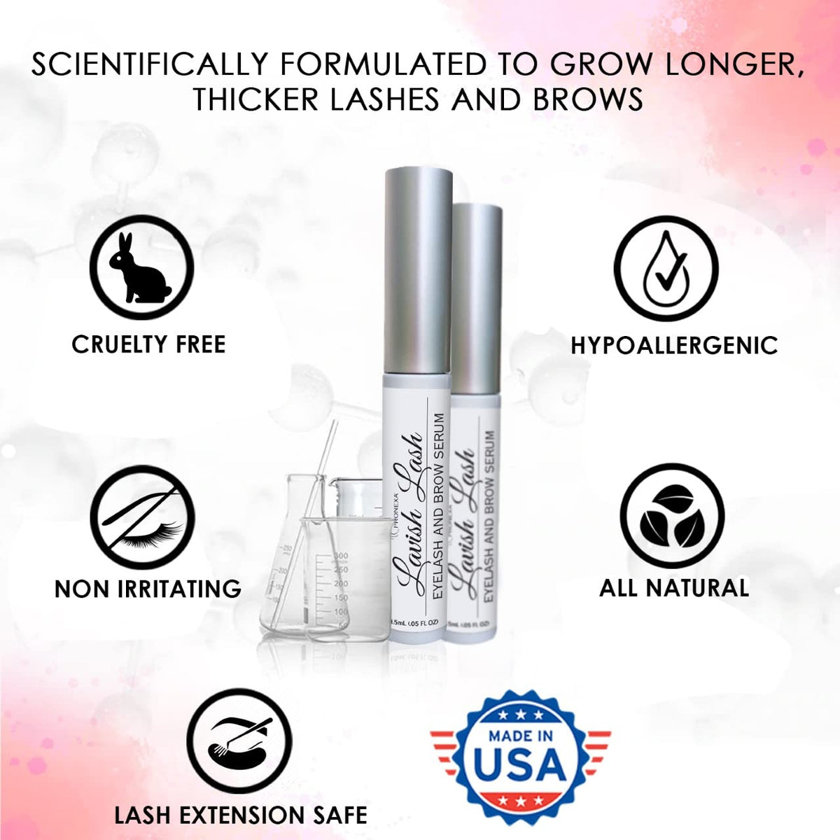 Pronexa Lavish Lash 3ml bottle and precision brush showing ease of use