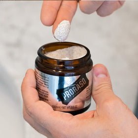 Proraso being massaged into beard demonstrating deep-clean benefit