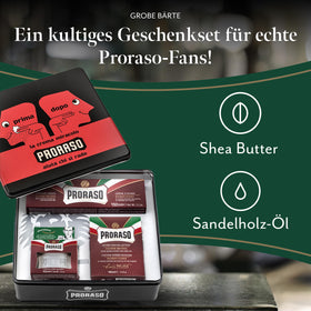 Proraso pre-shave cream tube detail demonstrating fast-absorbing softening action