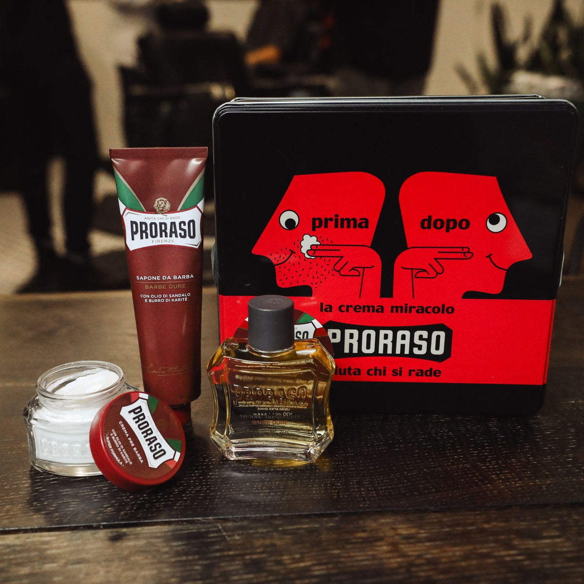 Proraso texture shot with shea butter and sandalwood highlighting nourishing ingredients