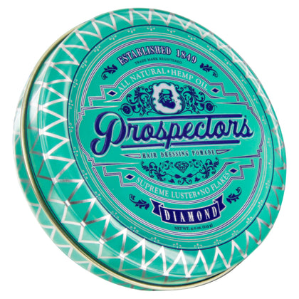 PROSPECTORS front view of 4 oz tin showing clean packaging and portability
