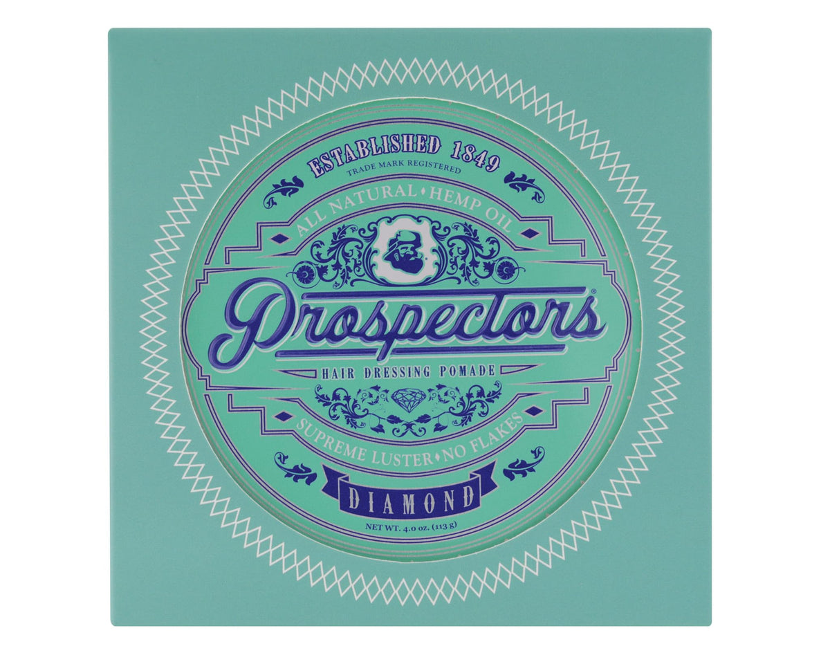 PROSPECTORS label close-up highlighting product name and grooming benefits