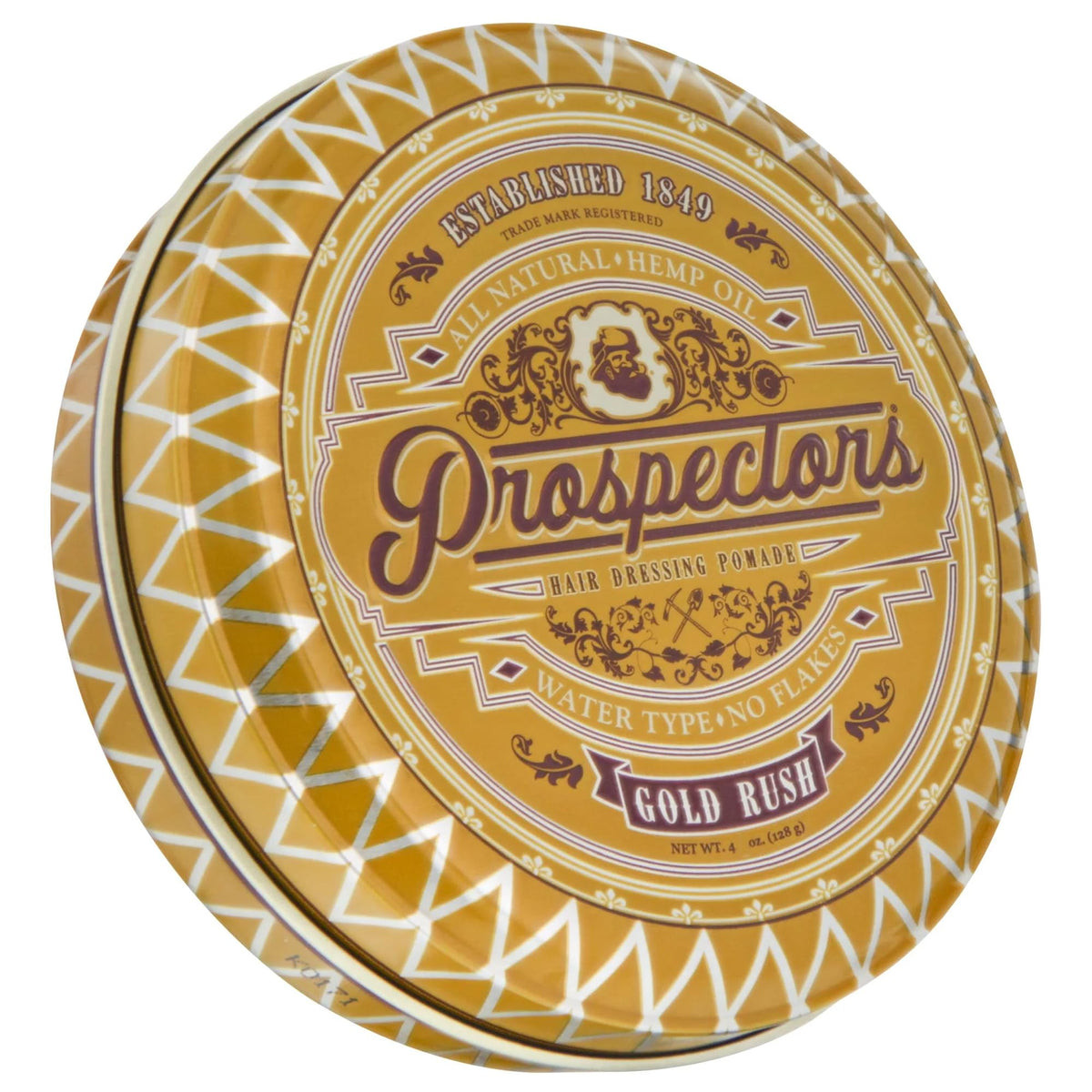 PROSPECTORS front tin shot showing label and compact 4 oz size for easy carry