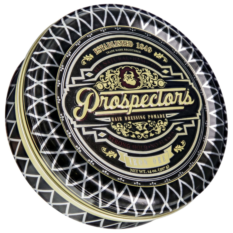 PROSPECTORS jar front view showing label and 14 oz size for clear product identification and confidence