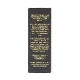 PROSPECTORS jar beside a ruler showing 14 oz scale to highlight value and size advantage