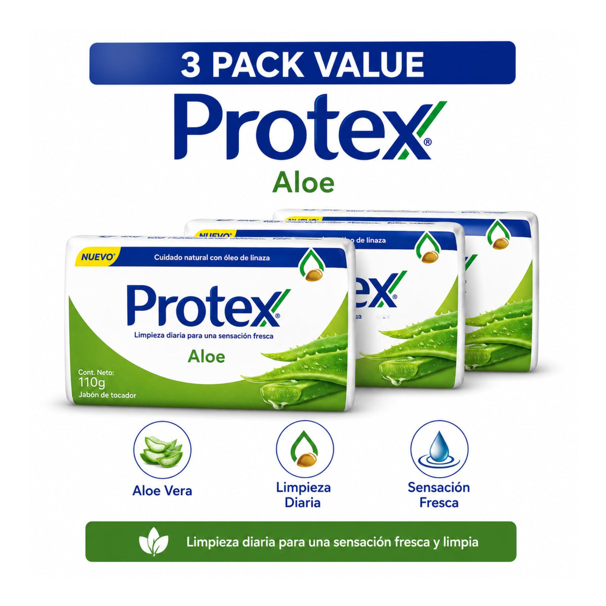 Protexx Aloe close-up of bar texture showing smooth lather-ready surface