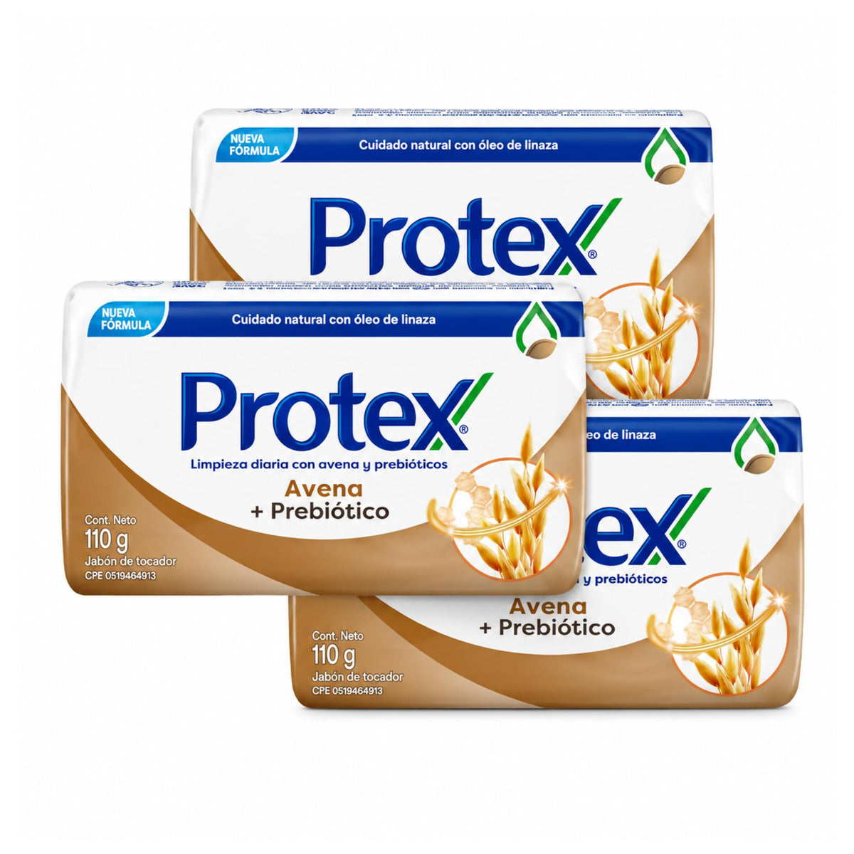 Protexx front packaging showing three oat body soap bars and clear labeling for easy identification and storage