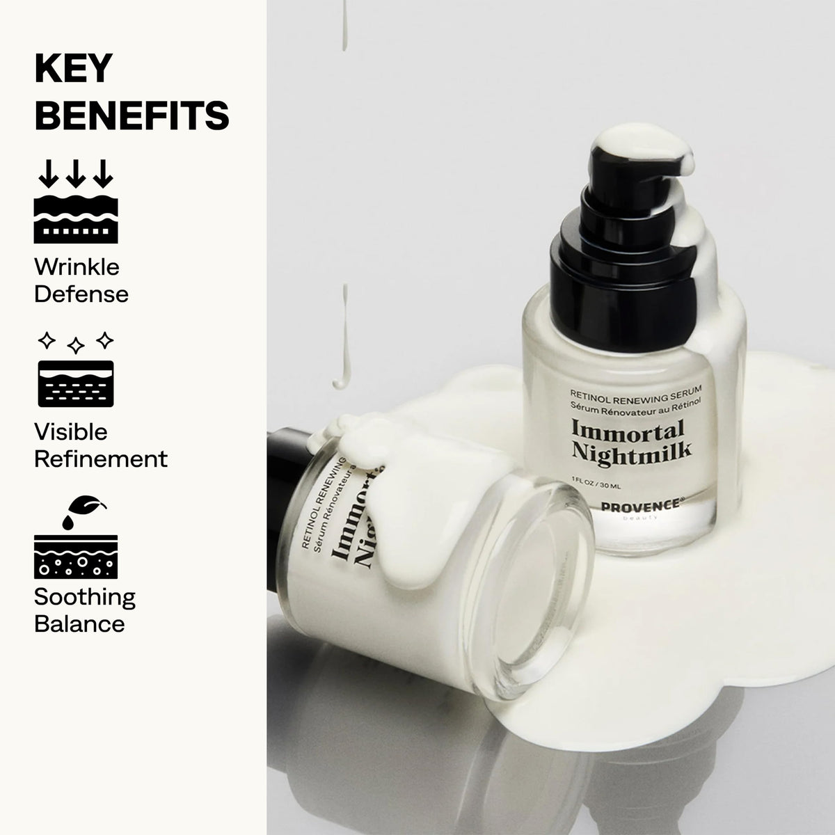 Provence Beauty close-up serum drop showing lightweight texture for smooth absorption