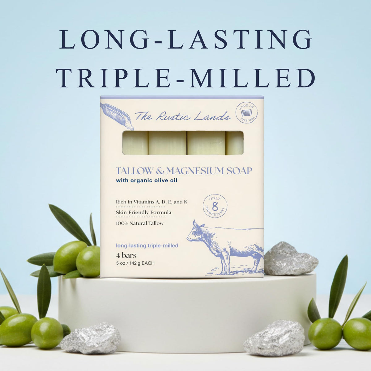 PROVENCE ESSENTIALS creamy lather on hand showing rich foam and efficient cleansing benefit