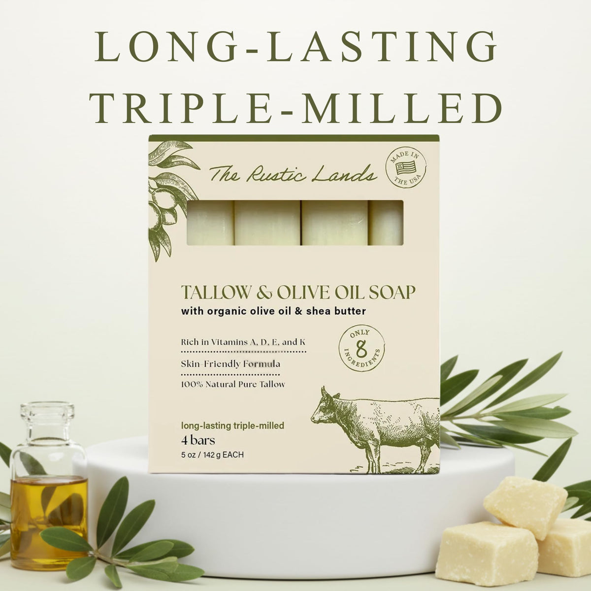 PROVENCE ESSENTIALS lathering soap in hand demonstrating rich, moisturizing foam for soft skin