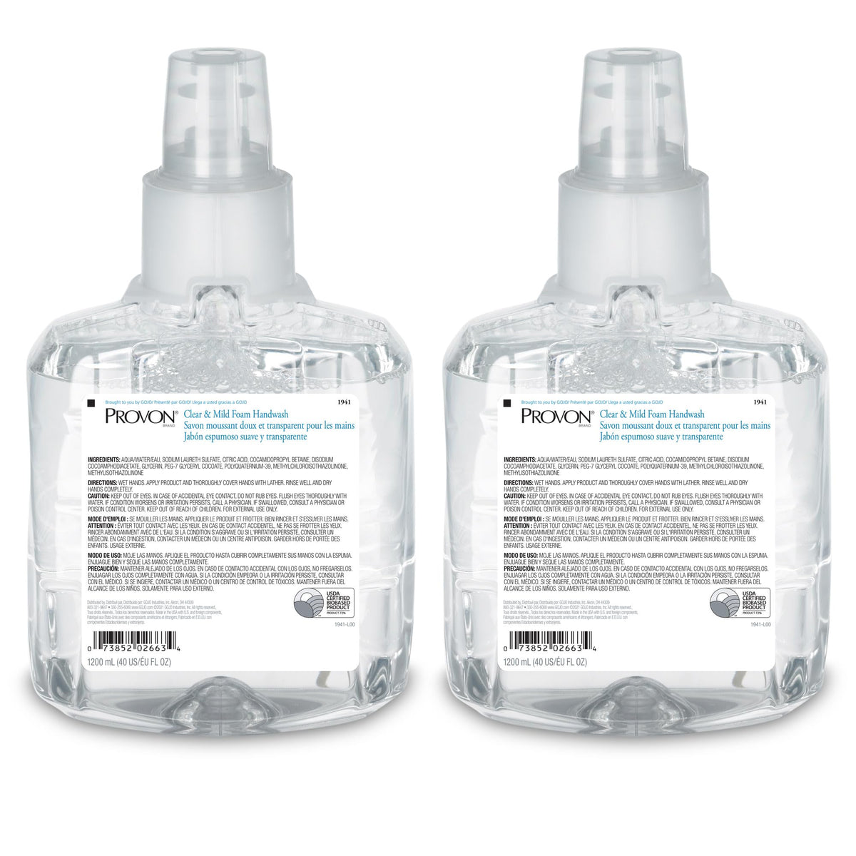 Provon front packaging showing 1200 mL refill and EcoLogo
