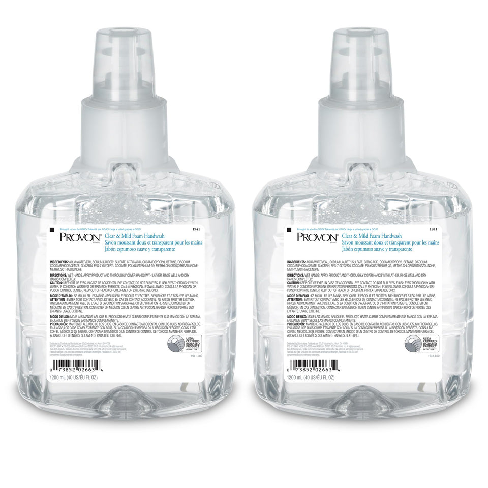 Provon front packaging showing 1200 mL refill and EcoLogo