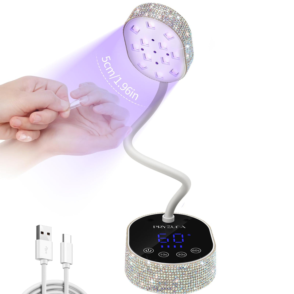 PRYZUNA front view compact lamp showing sleek profile and quick curing