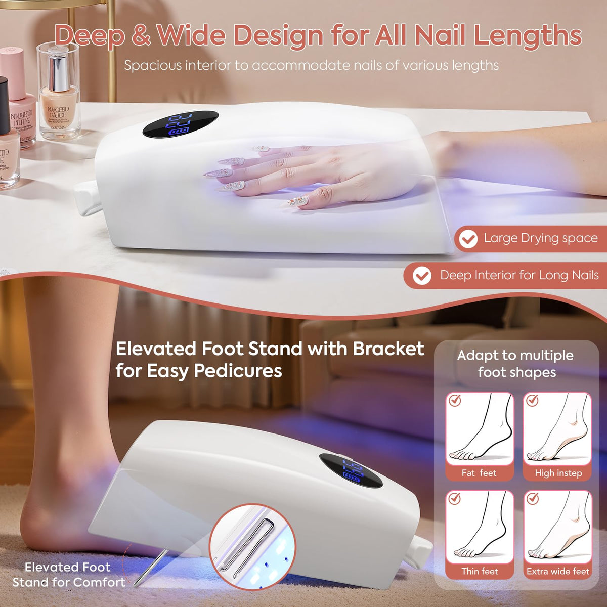 PRYZUNA lamp curing fingernails showing fast drying benefit