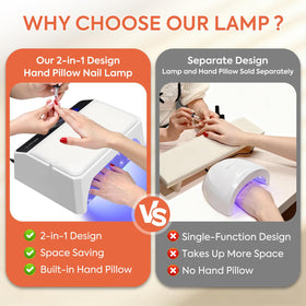 PRYZUNA lamp beside hands to show real-world size and scale