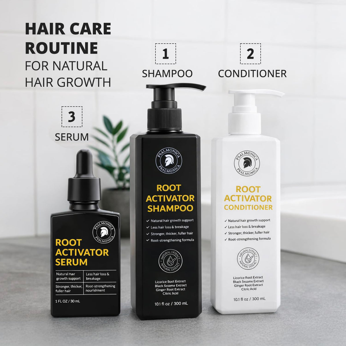 Psalmonica bathroom shelf styled shot suggesting daily routine placement