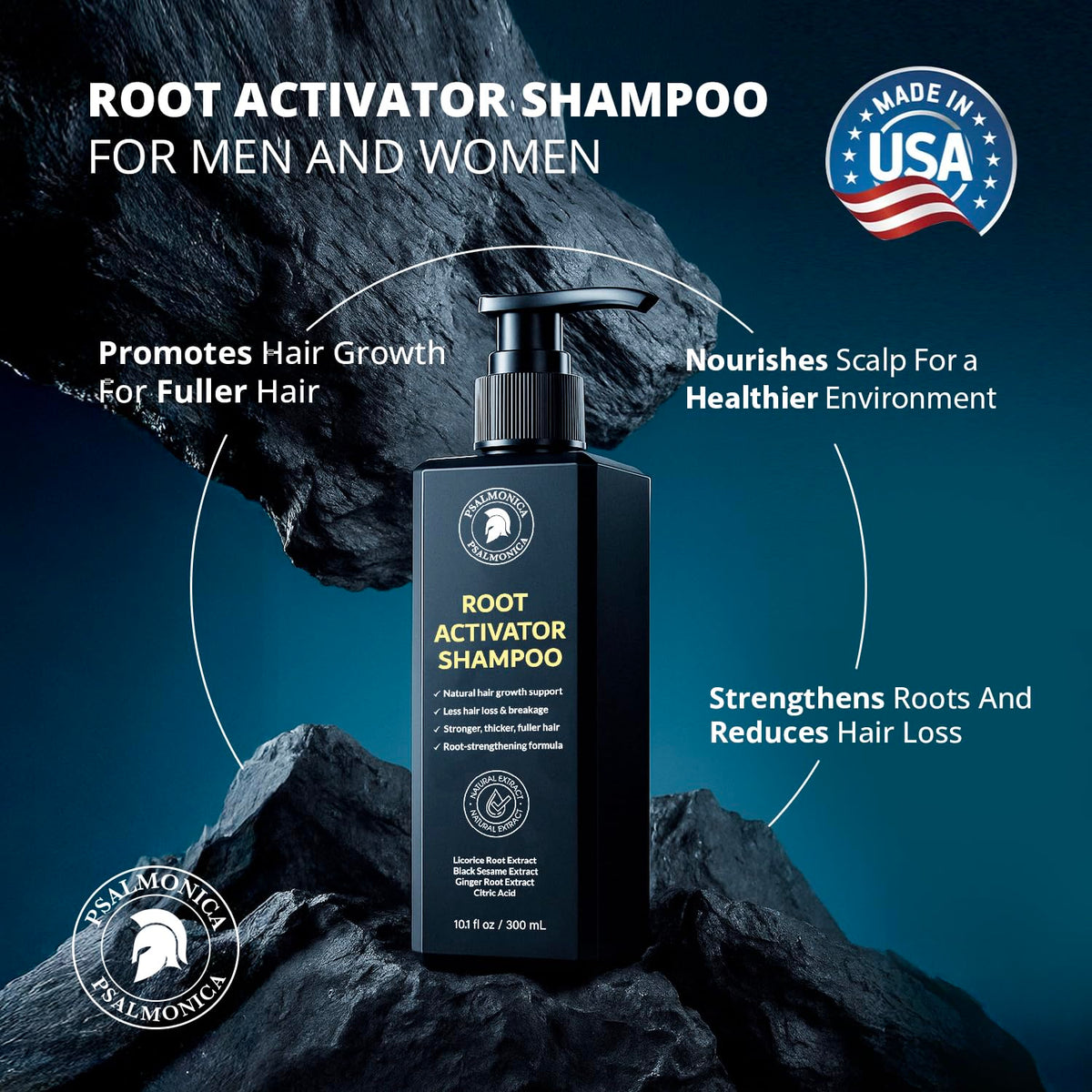 Psalmonica shampoo foam texture on palm, demonstrates gentle lather