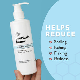 PSORIASIS HONEY argan oil and aloe ingredients displayed to show nourishment