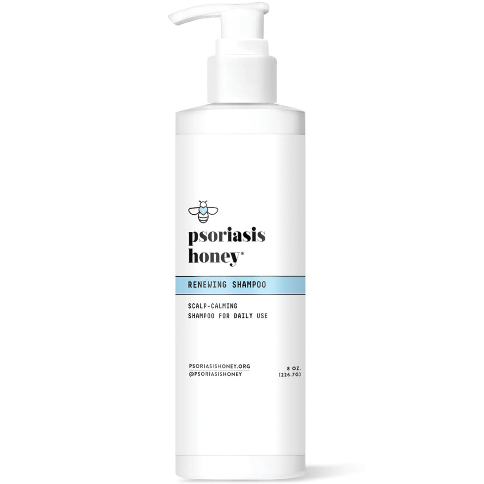 PSORIASIS HONEY bottle front view showing clean packaging and soothing benefits