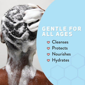 PSORIASIS HONEY used by parent washing child’s hair demonstrating family-safe use
