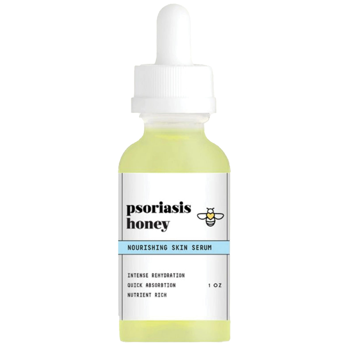 PSORIASIS HONEY front packaging showing 1 oz bottle and label for clear product identification and trust