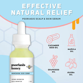 PSORIASIS HONEY pipette detail dispensing serum for precise, mess-free application to dry patches