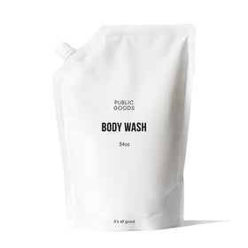 Public Goods refill pouch front view showing packaging and eco-friendly size benefit