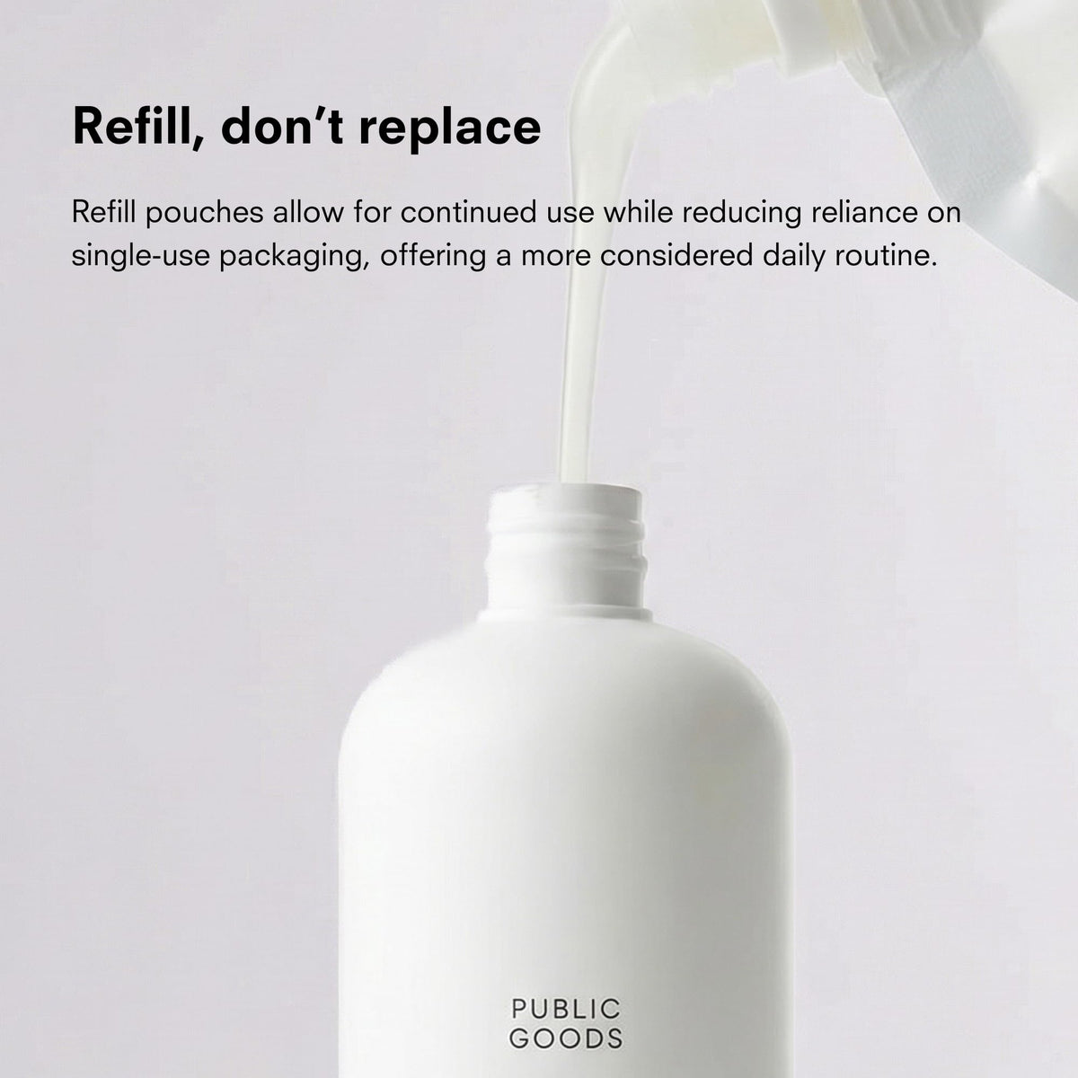Public Goods bottles label detail with ingredient list visible showing transparent formulation benefit