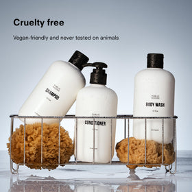 Public Goods conditioner creamy texture close-up showing lightweight hydration and detangling benefit