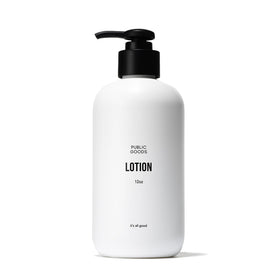 Public Goods front packaging showing bottle and label, clear ingredient view and eco message