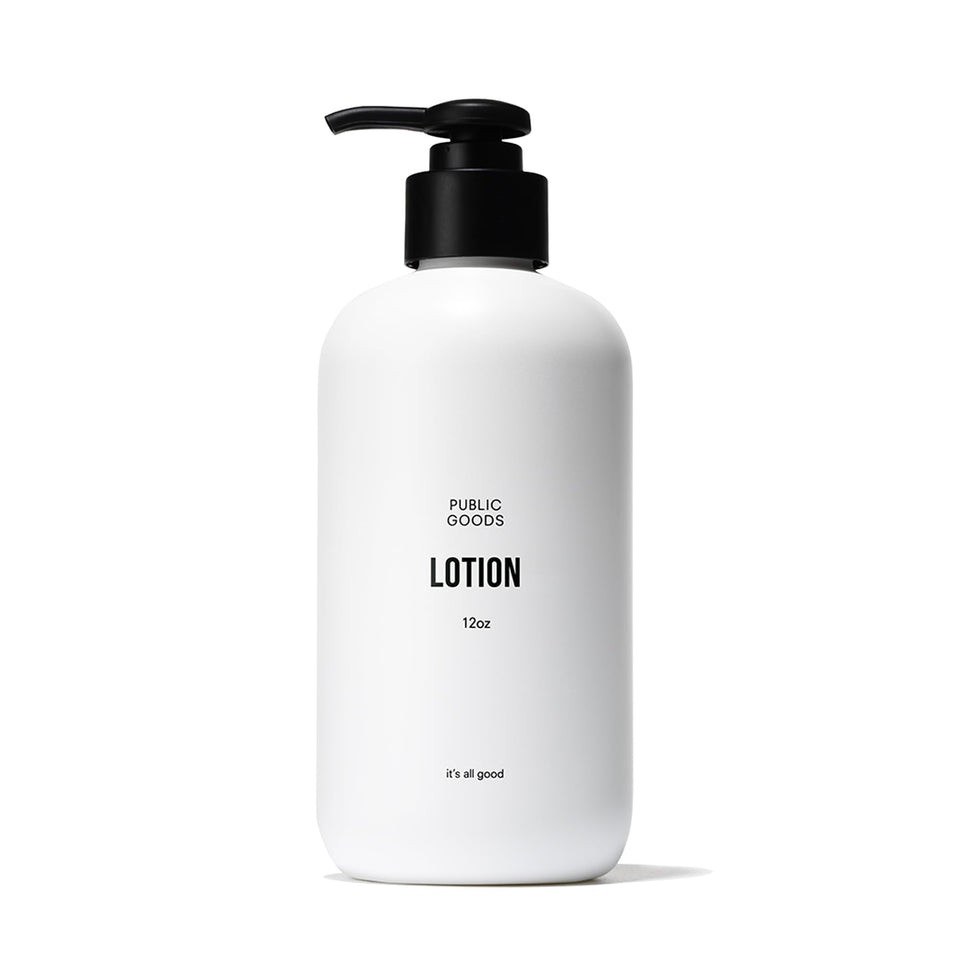 Public Goods front packaging showing bottle and label, clear ingredient view and eco message