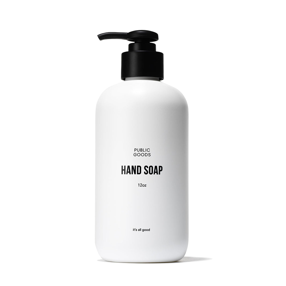 Public Goods front packaging showing clean label and pump, promotes sustainable choice