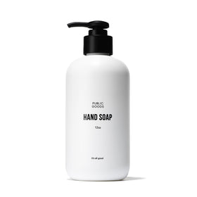 Public Goods front packaging showing clean label and pump, promotes sustainable choice
