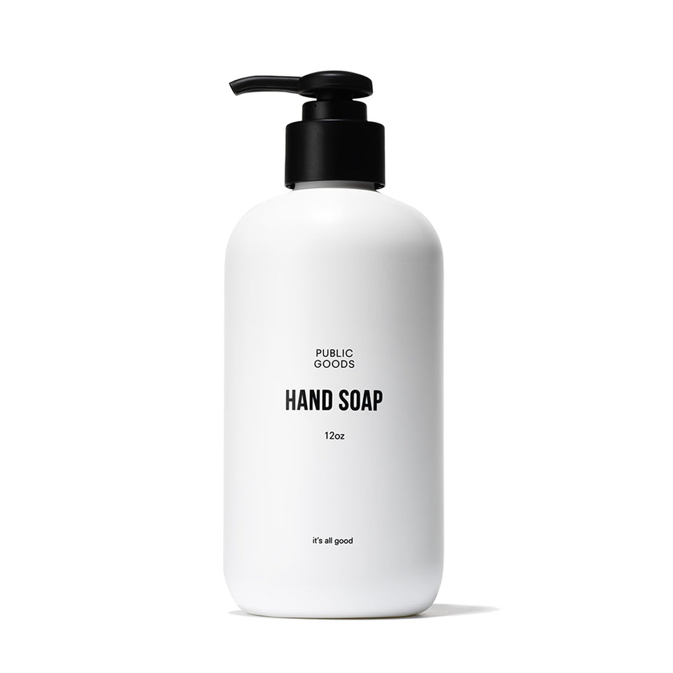 Public Goods front packaging showing clean label and pump, promotes sustainable choice